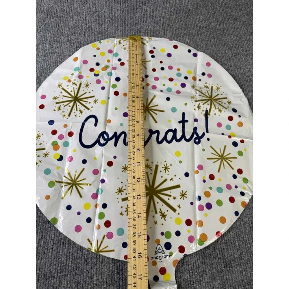 Congrats‎ Graduation Balloon Set of 5 Gold & Confetti Helium Foil Balloons